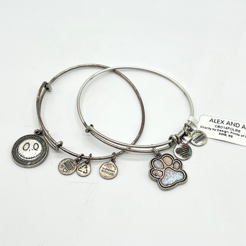 Alex And Ani Bracelets - Disney Jack Skellington & Paw Print Best Friends Charms